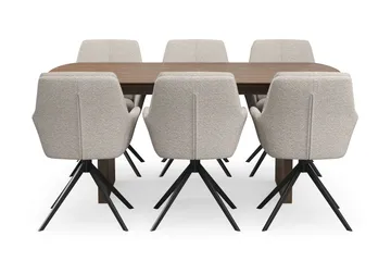 Richeto Matgrupp 180 cm med 6 Torsby Snurrstolar - Rökt ek - Möbler - Bord & matgrupper - Matgrupper