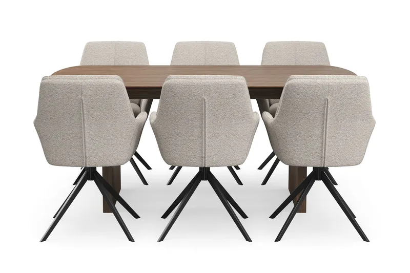 Richeto Matgrupp 180 cm med 6 Torsby Snurrstolar - Rökt ek - Möbler - Bord & matgrupper - Matgrupper