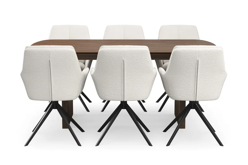 Richeto Matgrupp 180 cm med 6 Torsby Snurrstolar - Rökt ek/Ljusbeige - Möbler - Bord & matgrupper - Matgrupper