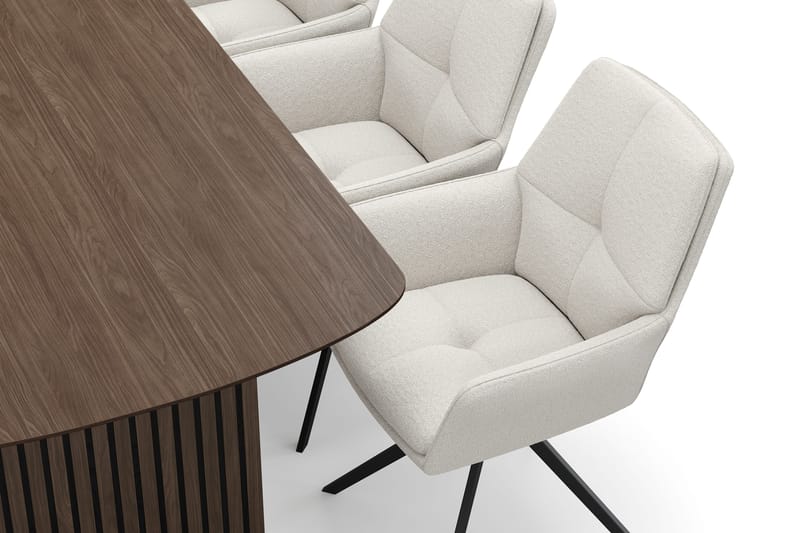 Richeto Matgrupp 180 cm med 6 Torsby Snurrstolar - Rökt ek/Ljusbeige - Möbler - Bord & matgrupper - Matgrupper