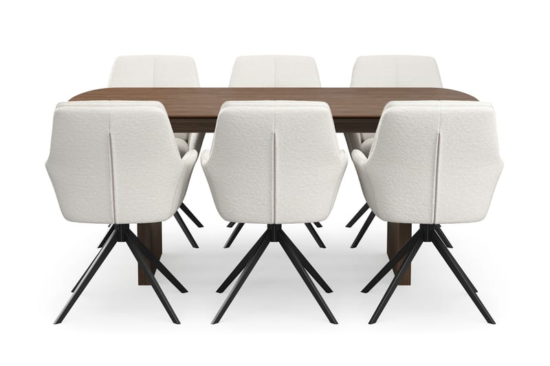 Richeto Matgrupp 180 cm med 6 Torsby Snurrstolar - Rökt ek/Ljusbeige - Möbler - Bord & matgrupper - Matgrupper