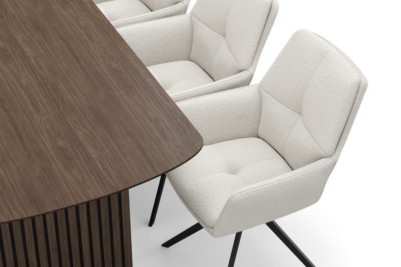 Richeto Matgrupp 180 cm med 6 Torsby Snurrstolar - Rökt ek/Ljusbeige - Möbler - Bord & matgrupper - Matgrupper