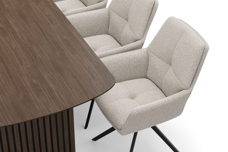 Richeto Matgrupp 180 cm med 6 Torsby Snurrstolar - Rökt ek/Mörkbeige - Möbler - Bord & matgrupper - Matgrupper