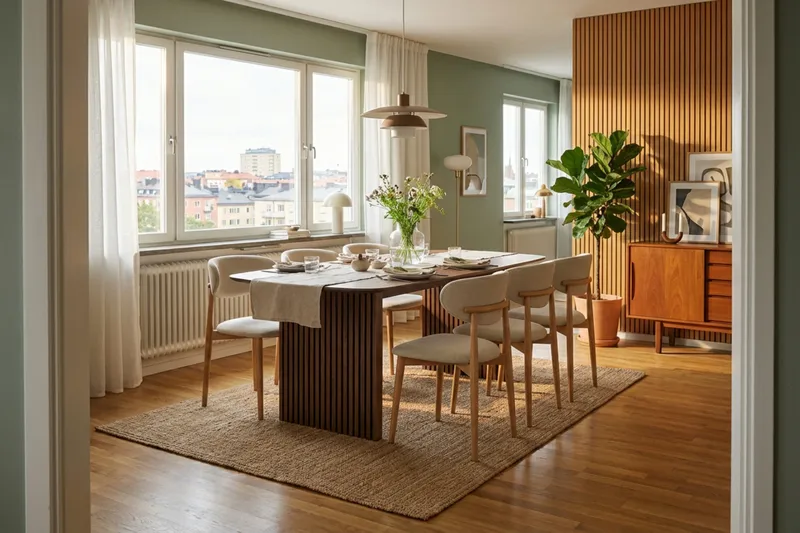 Richeto Matgrupp 210 cm Ek med 6 Molly Matstolar - Ek/Beige - Möbler - Bord & matgrupper - Matgrupper