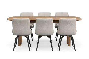 Richeto Matgrupp 210 cm med 6 Mora Snurrstolar - Ek - Möbler - Bord & matgrupper - Matgrupper