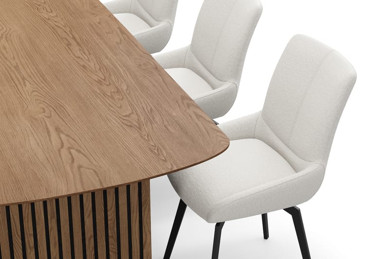 Richeto Matgrupp 210 cm med 6 Mora Snurrstolar - Naturlig finish/Ljusbeige - Möbler - Bord & matgrupper - Matgrupper