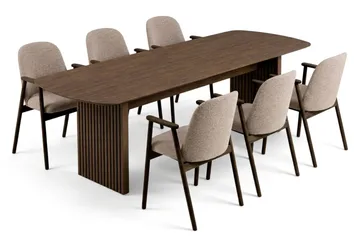 Richeto Matgrupp 210 cm med 6 Reciclar Matstolar - Rökt ek - Möbler - Bord & matgrupper - Matgrupper