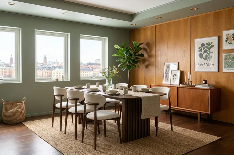 Richeto Matgrupp 210 cm Rökt ek med 6 Molly Matstolar - Rökt ek/Beige - Möbler - Bord & matgrupper - Matgrupper