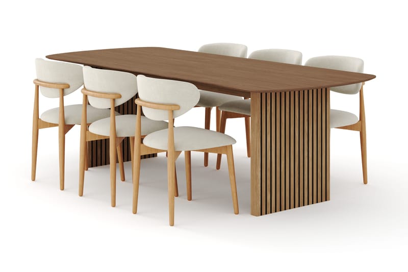 Richeto Matgrupp 240 cm Ek med 6 Molly Matstolar - Ek/Beige - Möbler - Bord & matgrupper - Matgrupper
