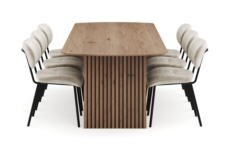 Richeto Matgrupp 240 cm med 6 Cyana Matstolar - Naturlig finish - Möbler - Bord & matgrupper - Matgrupper