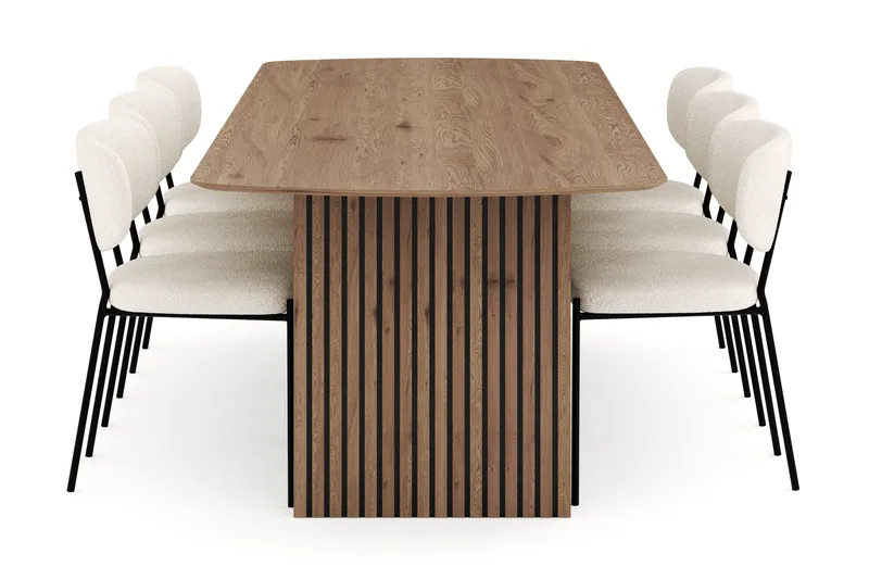 Richeto Matgrupp 240 cm med 6 Gemmiano Matstolar - Naturlig finish - Möbler - Bord & matgrupper - Matgrupper