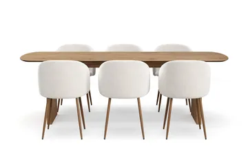 Richeto Matgrupp 240 cm med 6 Greya Matstolar med Armstöd - Rökt ek - Möbler - Bord & matgrupper - Matgrupper