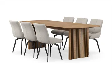 Richeto Matgrupp 240 cm med 6 Mora Snurrstolar - Ek - Möbler - Bord & matgrupper - Matgrupper