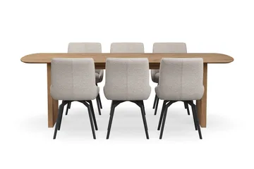 Richeto Matgrupp 240 cm med 6 Mora Snurrstolar - Ek - Möbler - Bord & matgrupper - Matgrupper