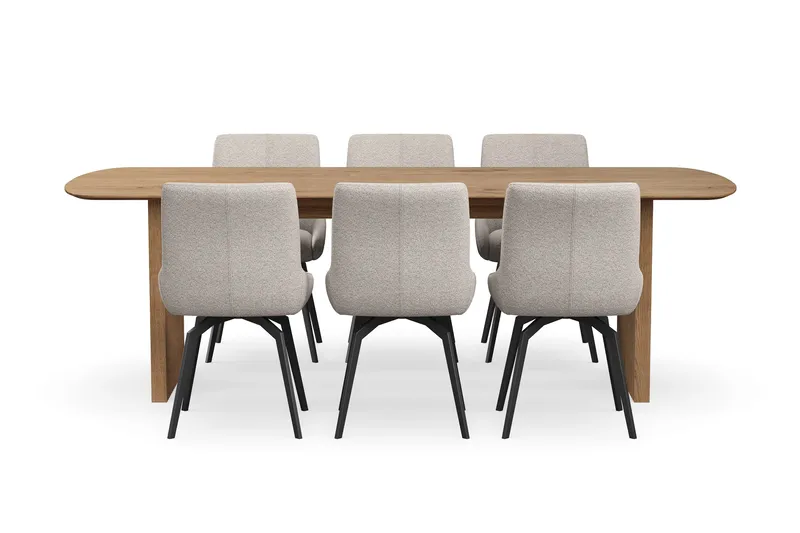 Richeto Matgrupp 240 cm med 6 Mora Snurrstolar - Ek - Möbler - Bord & matgrupper - Matgrupper