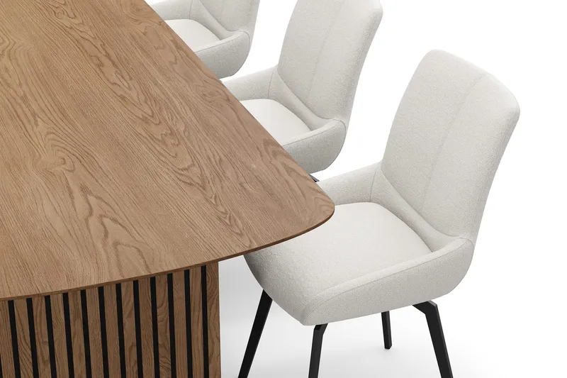 Richeto Matgrupp 240 cm med 6 Mora Snurrstolar - Naturlig finish/Ljusbeige - Möbler - Bord & matgrupper - Matgrupper