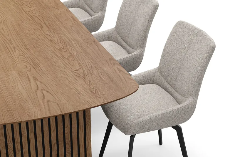 Richeto Matgrupp 240 cm med 6 Mora Snurrstolar - Naturlig finish/Mörkbeige - Möbler - Bord & matgrupper - Matgrupper