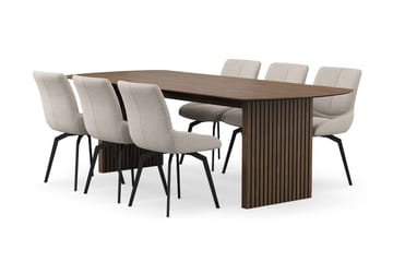 Richeto Matgrupp 240 cm med 6 Mora Snurrstolar - Rökt ek - Möbler - Bord & matgrupper - Matgrupper