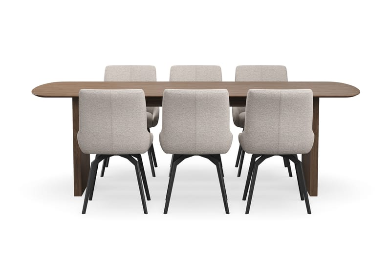 Richeto Matgrupp 240 cm med 6 Mora Snurrstolar - Rökt ek - Möbler - Bord & matgrupper - Matgrupper