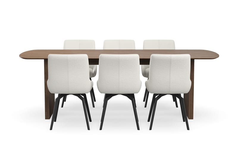 Richeto Matgrupp 240 cm med 6 Mora Snurrstolar - Rökt ek/Ljusbeige - Möbler - Bord & matgrupper - Matgrupper