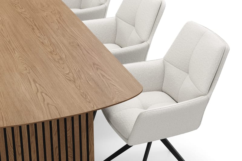 Richeto Matgrupp 240 cm med 6 Torsby Snurrstolar - Naturlig finish/Ljusbeige - Möbler - Bord & matgrupper - Matgrupper