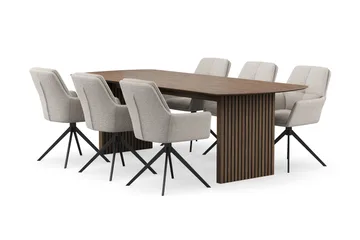 Richeto Matgrupp 240 cm med 6 Torsby Snurrstolar - Rökt ek - Möbler - Bord & matgrupper - Matgrupper