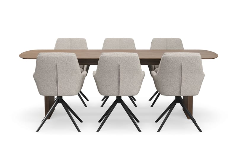 Richeto Matgrupp 240 cm med 6 Torsby Snurrstolar - Rökt ek - Möbler - Bord & matgrupper - Matgrupper