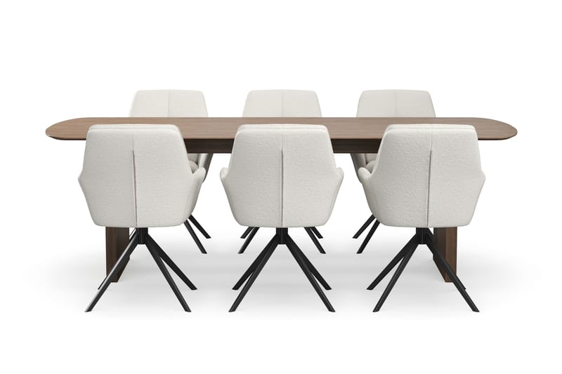 Richeto Matgrupp 240 cm med 6 Torsby Snurrstolar - Rökt ek/Ljusbeige - Möbler - Bord & matgrupper - Matgrupper