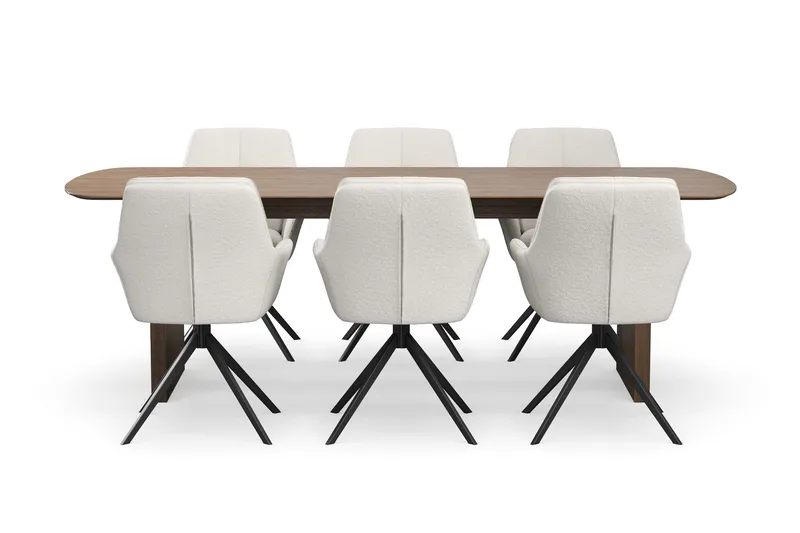 Richeto Matgrupp 240 cm med 6 Torsby Snurrstolar - Rökt ek/Ljusbeige - Möbler - Bord & matgrupper - Matgrupper