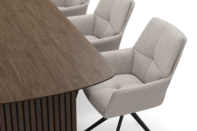 Richeto Matgrupp 240 cm med 6 Torsby Snurrstolar - Rökt ek/Mörkbeige - Möbler - Bord & matgrupper - Matgrupper