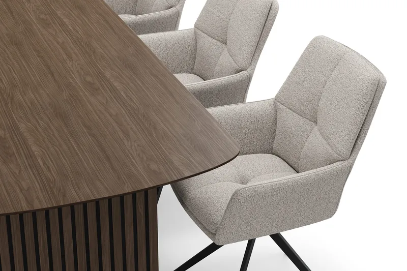 Richeto Matgrupp 240 cm med 6 Torsby Snurrstolar - Rökt ek/Mörkbeige - Möbler - Bord & matgrupper - Matgrupper