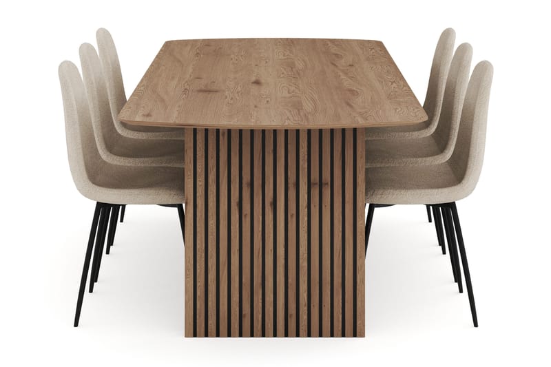 Richeto Matgrupp 240 cm med 6 Polar Matstolar - Naturlig finish - Möbler - Bord & matgrupper - Matgrupper