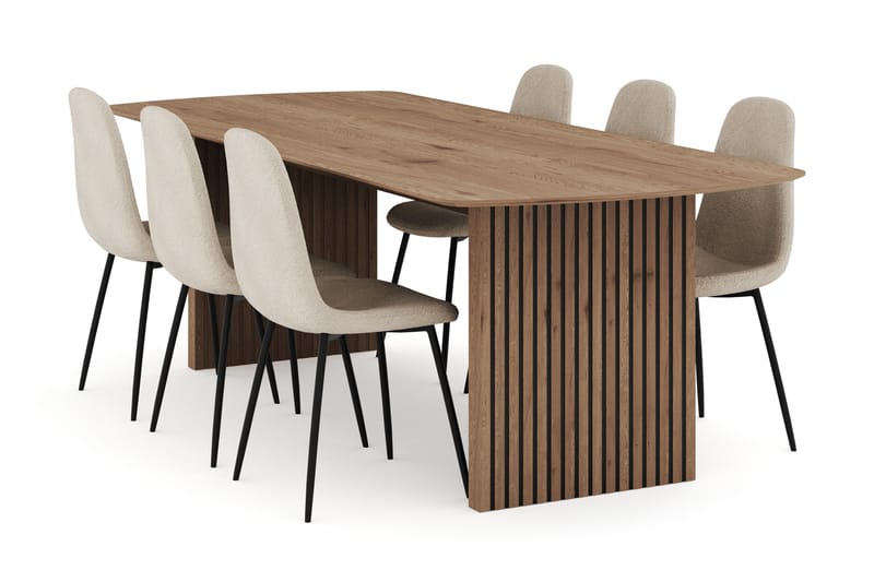 Richeto Matgrupp 240 cm med 6 Polar Matstolar - Naturlig finish - Möbler - Bord & matgrupper - Matgrupper