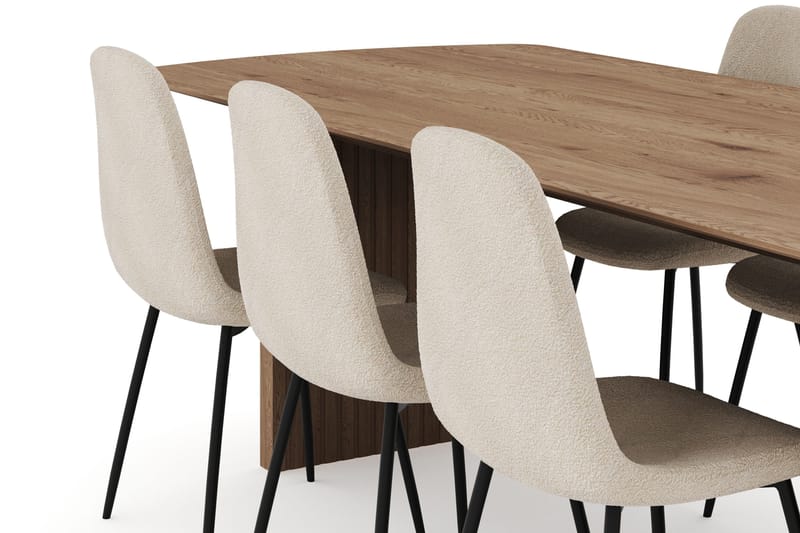 Richeto Matgrupp 240 cm med 6 Polar Matstolar - Naturlig finish - Möbler - Bord & matgrupper - Matgrupper