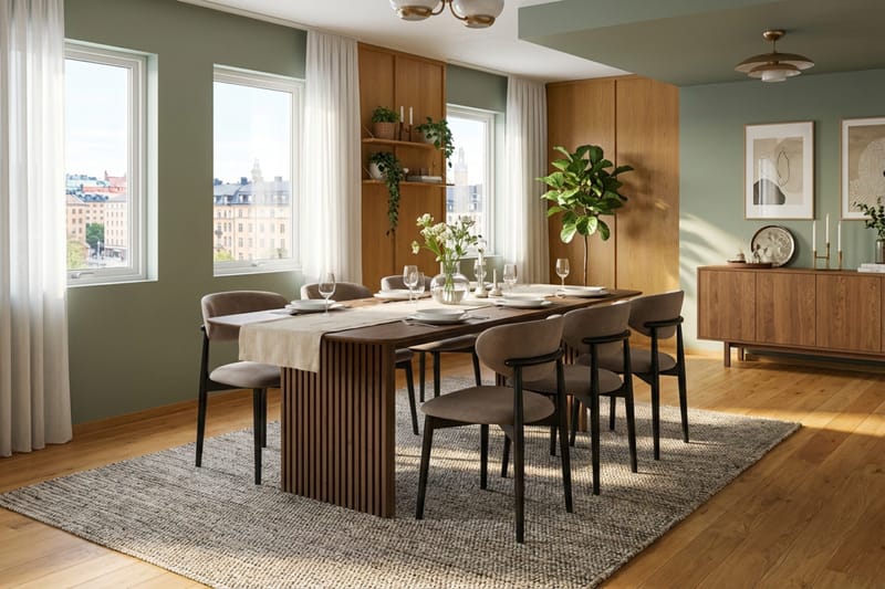 Richeto Matgrupp 240 cm Rökt ek med 6 Molly Matstolar - Rökt ek - Möbler - Bord & matgrupper - Matgrupper