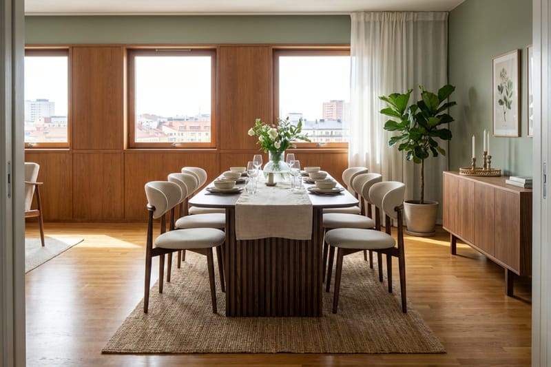 Richeto Matgrupp 240 cm Rökt ek med 6 Molly Matstolar - Rökt ek/Beige - Möbler - Bord & matgrupper - Matgrupper