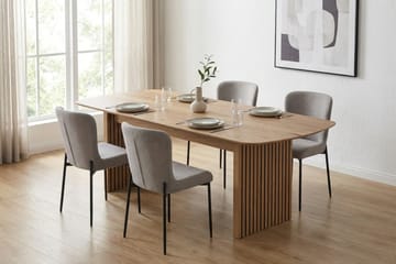 Richeto Matgrupp Ek 180 cm med 4 Elsie Matstolar - Ek/Ljusgrå - Möbler - Bord & matgrupper - Matgrupper
