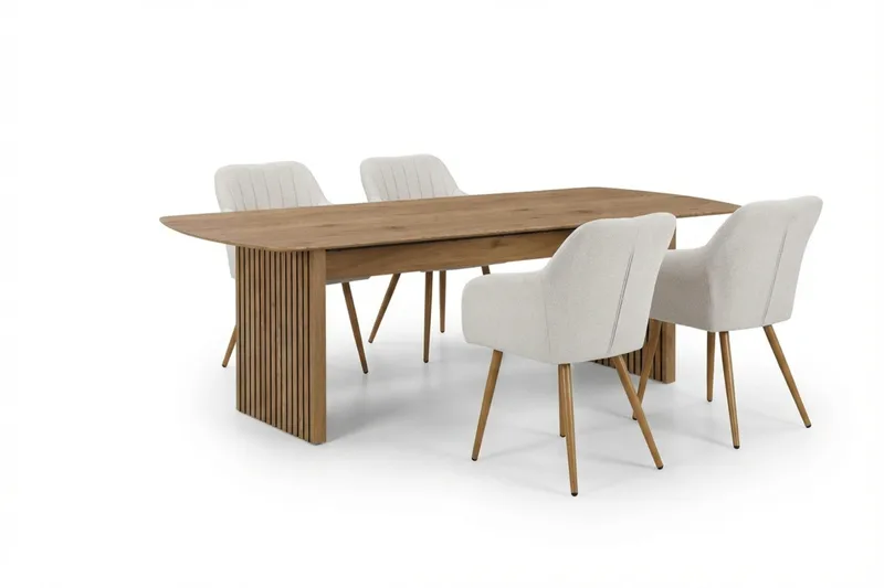Richeto Matgrupp Ek 180 cm med 4 Filippa Matstolar, Ek