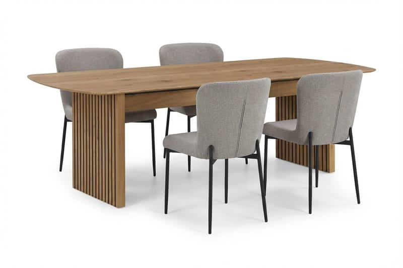 Richeto Matgrupp Ek 180 cm med 6 Elsie Matstolar - Ek/Ljusgrå - Möbler - Bord & matgrupper - Matgrupper