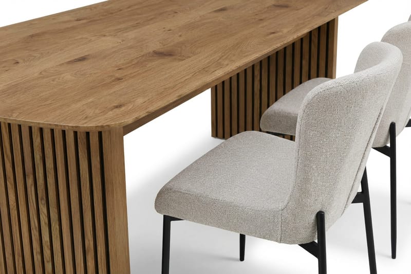 Richeto Matgrupp Ek 180 cm med 6 Elsie Matstolar - Ek/Vit - Möbler - Bord & matgrupper - Matgrupper