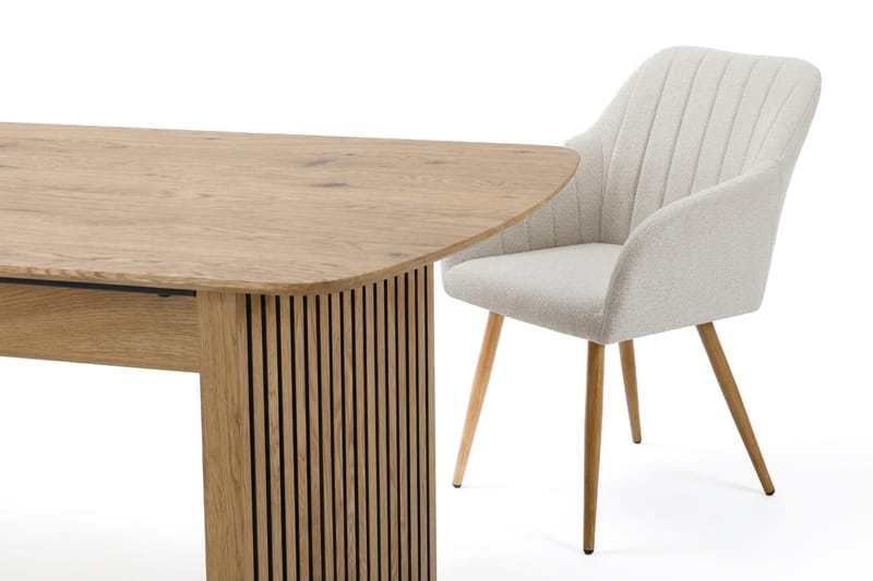 Richeto Matgrupp Ek 180 cm med 6 Filippa Matstolar - Ek/Vit - Möbler - Bord & matgrupper - Matgrupper