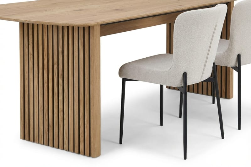 Richeto Matgrupp Ek 210 cm med 6 Elsie Matstolar - Ek/Vit - Möbler - Bord & matgrupper - Matgrupper