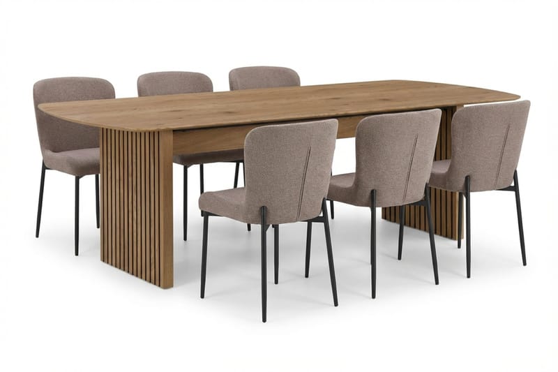 Richeto Matgrupp Ek 240 cm med 6 Elsie Matstolar - Ek/Grå - Möbler - Bord & matgrupper - Matgrupper