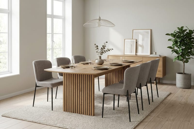 Richeto Matgrupp Ek 240 cm med 6 Elsie Matstolar - Ek/Ljusgrå - Möbler - Bord & matgrupper - Matgrupper