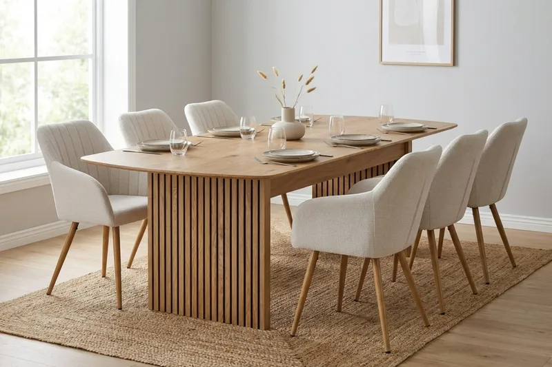 Richeto Matgrupp Ek 240 cm med 6 Filippa Matstolar - Ek/Vit - Möbler - Bord & matgrupper - Matgrupper