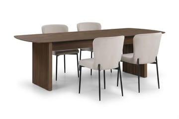 Richeto Matgrupp Rökt Ek 180 cm med 4 Elsie Matstolar