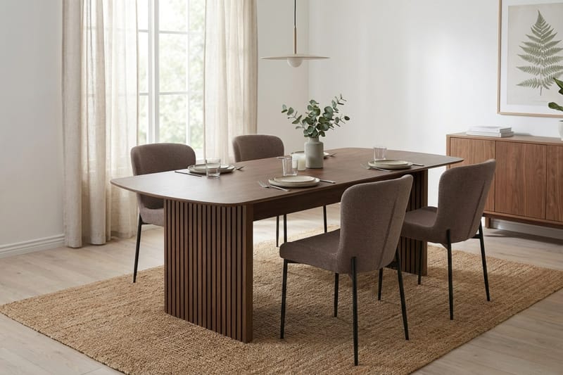 Richeto Matgrupp Rökt Ek 180 cm med 4 Elsie Matstolar - Rökt ek/Grå - Möbler - Bord & matgrupper - Matgrupper