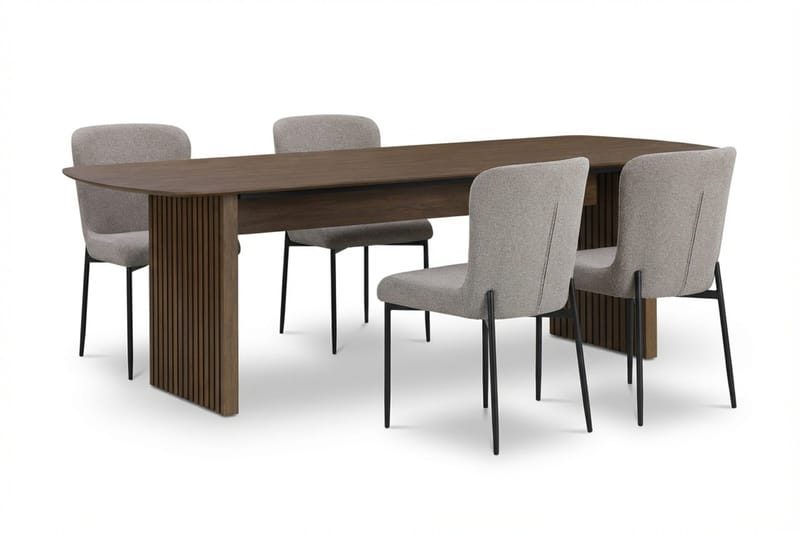 Richeto Matgrupp Rökt Ek 180 cm med 4 Elsie Matstolar - Rökt ek/Ljusgrå - Möbler - Bord & matgrupper - Matgrupper