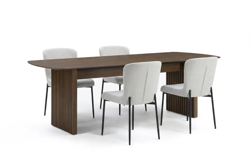 Richeto Matgrupp Rökt Ek 180 cm med 4 Elsie Matstolar - Rökt ek/Vit - Möbler - Bord & matgrupper - Matgrupper