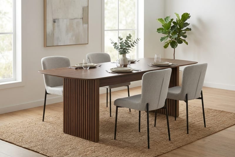 Richeto Matgrupp Rökt Ek 180 cm med 4 Elsie Matstolar - Rökt ek/Vit - Möbler - Bord & matgrupper - Matgrupper